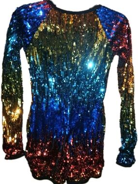 Weissman Rainbow Ombré Sequin Dance Biketard Costume LC
